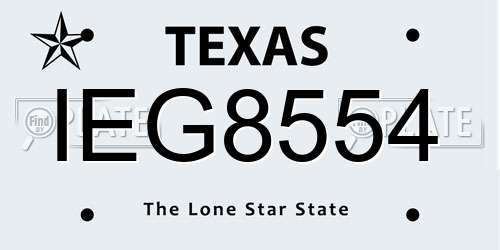 IEG8554 Texas License Plate