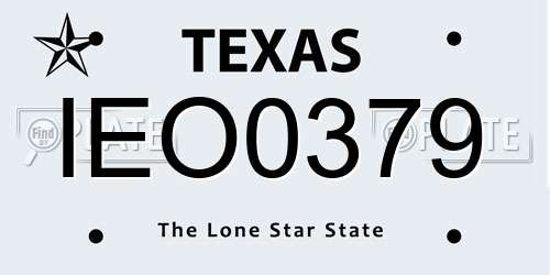 IEO0379 Texas License Plate