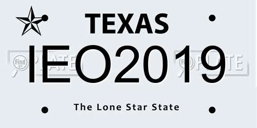 IEO2019 Texas License Plate