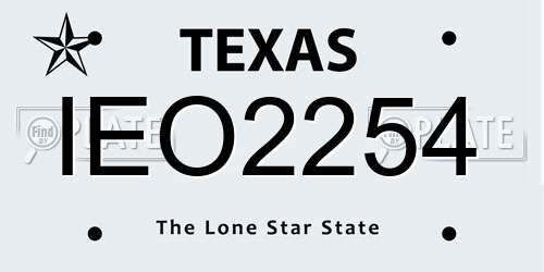 IEO2254 Texas License Plate
