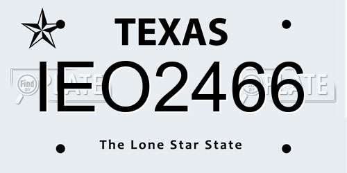 IEO2466 Texas License Plate