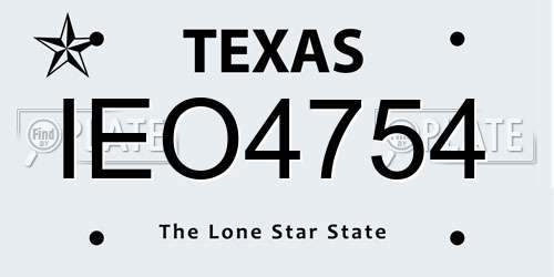 IEO4754 Texas License Plate