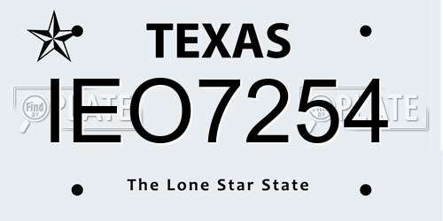 IEO7254 Texas License Plate