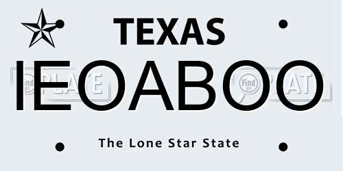 IEOABOO Texas License Plate