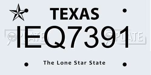IEQ7391 Texas License Plate
