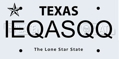 IEQASQQ Texas License Plate