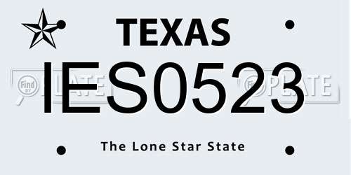 IES0523 Texas License Plate
