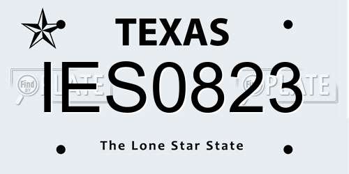 IES0823 Texas License Plate
