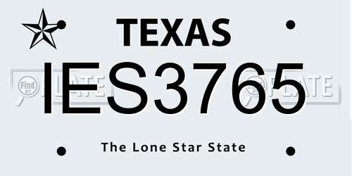 IES3765 Texas License Plate
