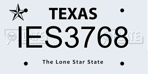 IES3768 Texas License Plate