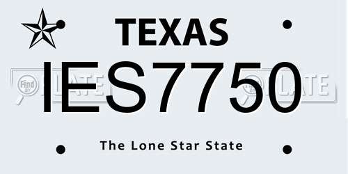 IES7750 Texas License Plate
