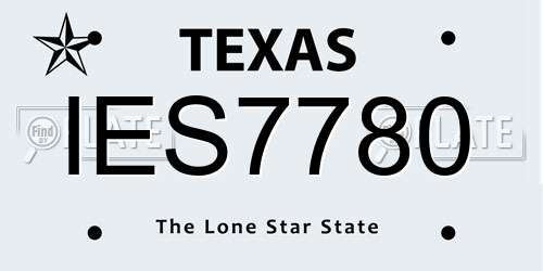 IES7780 Texas License Plate