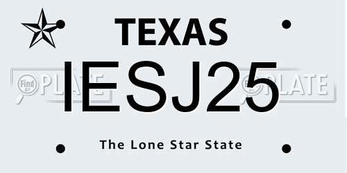 IESJ25 Texas License Plate