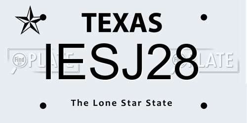 IESJ28 Texas License Plate