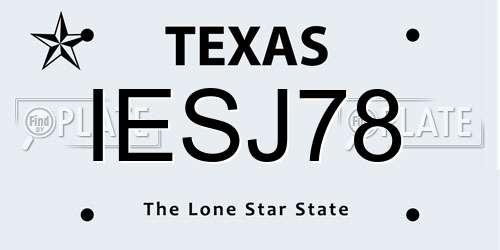 IESJ78 Texas License Plate