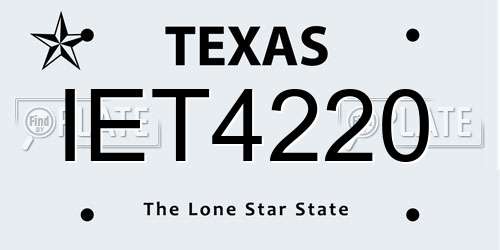 IET4220 Texas License Plate