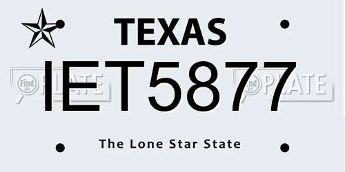 IET5877 Texas License Plate