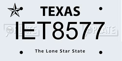 IET8577 Texas License Plate