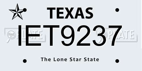 IET9237 Texas License Plate