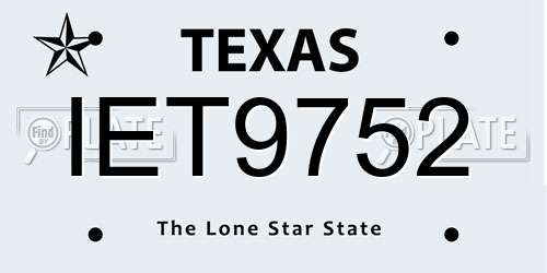 IET9752 Texas License Plate