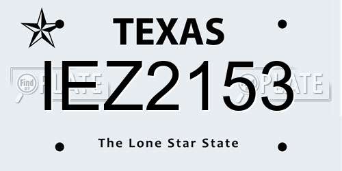 IEZ2153 Texas License Plate