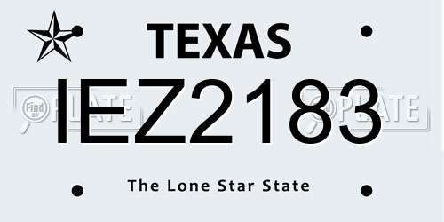 IEZ2183 Texas License Plate