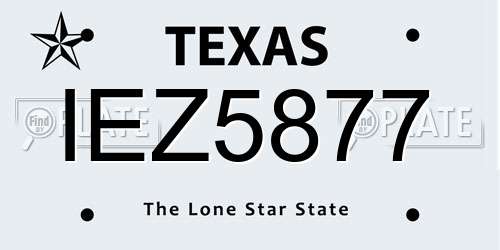 IEZ5877 Texas License Plate
