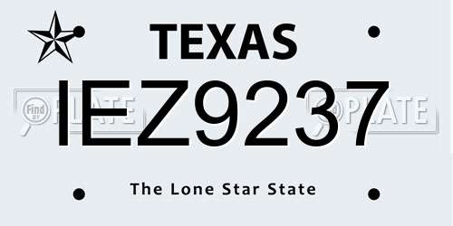 IEZ9237 Texas License Plate