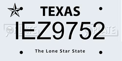 IEZ9752 Texas License Plate