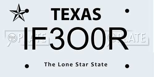IF3O0R Texas License Plate