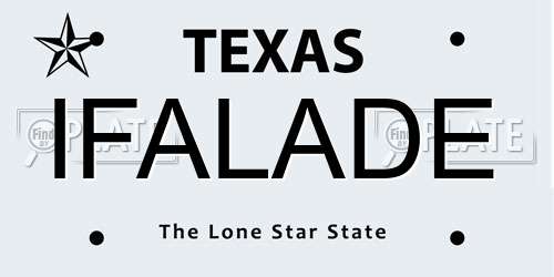 IFALADE Texas License Plate