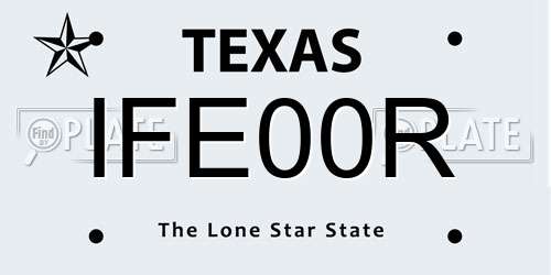 IFE00R Texas License Plate