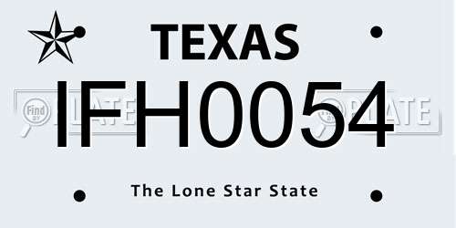 IFH0054 Texas License Plate