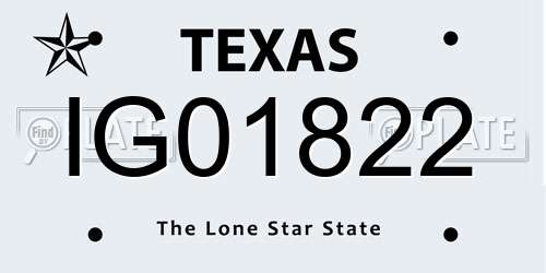 IG01822 Texas License Plate