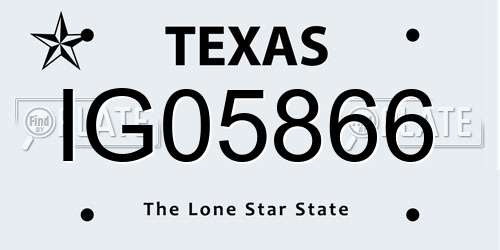 IG05866 Texas License Plate