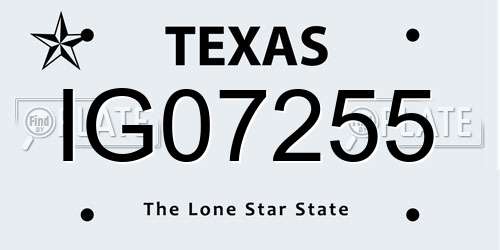 IG07255 Texas License Plate