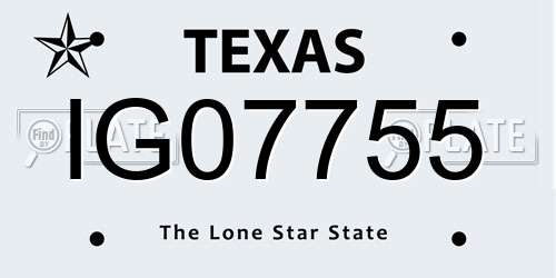 IG07755 Texas License Plate