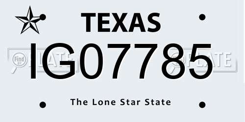 IG07785 Texas License Plate