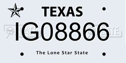 IG08866 Texas License Plate