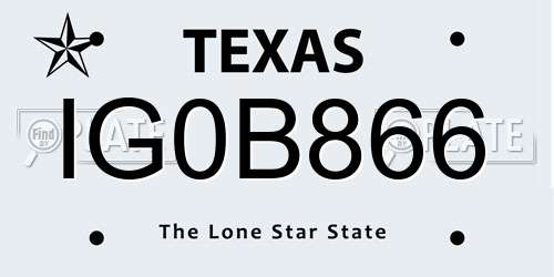IG0B866 Texas License Plate