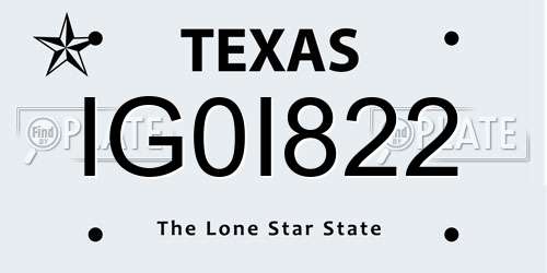 IG0I822 Texas License Plate