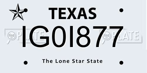 IG0I877 Texas License Plate
