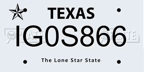 IG0S866 Texas License Plate