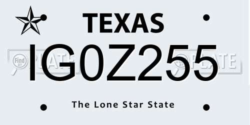 IG0Z255 Texas License Plate