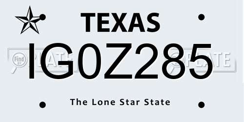 IG0Z285 Texas License Plate