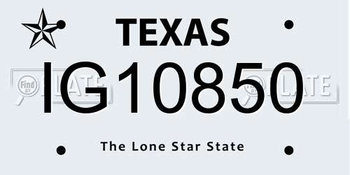 IG10850 Texas License Plate
