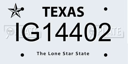IG14402 Texas License Plate