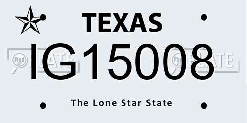 IG15008 Texas License Plate