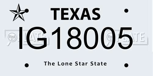 IG18005 Texas License Plate