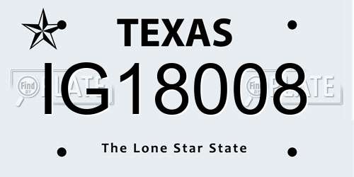 IG18008 Texas License Plate
